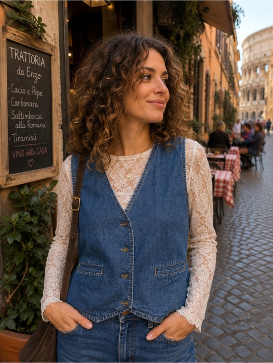 Y Not Sportswear Jackets & Blazers - Women’s Denim Vest in Blue